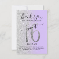Girly Chic Lavender Silver Glitter Ombre Sweet 16