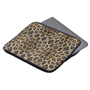 Girly chic leopard fur animal print pattern fun laptop sleeve
