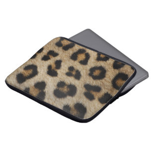 Girly chic leopard fur animal print pattern trendy laptop sleeve