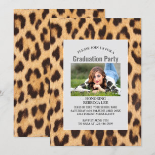 girly chic leopard print graduation party invitation