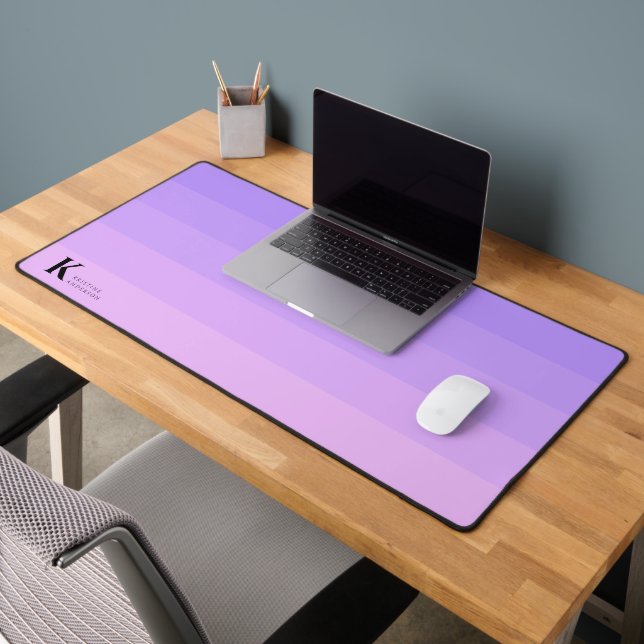 Girly Chic Lilac Purple Lavender Classic Monogram Desk Mat (Office 2)