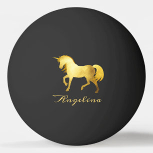 Girly & Chic Luxury Gold Foil Unicorn Personalised Ping Pong Ball