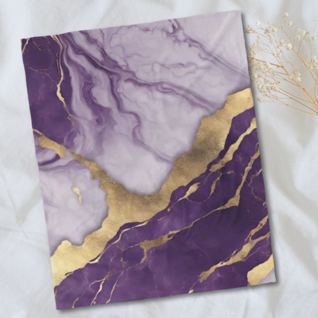 Girly Chic Minimalist Scandinavian Purple Marble  Fleece Blanket (Girly Chic Minimalist Scandinavian Purple Marble Fleece Blanket)