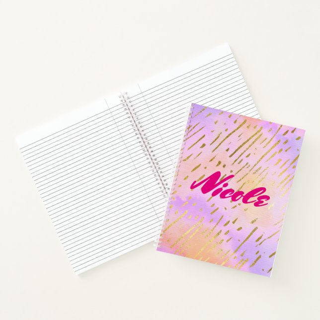 Girly Chic Pink and Gold Glam Notebook (Inside)