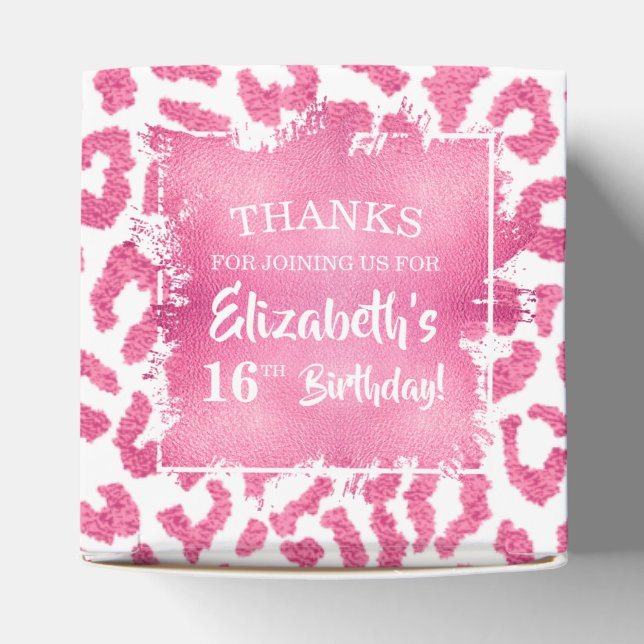 Girly Chic Pink and White Leopard Birthday Favour Box (Top)