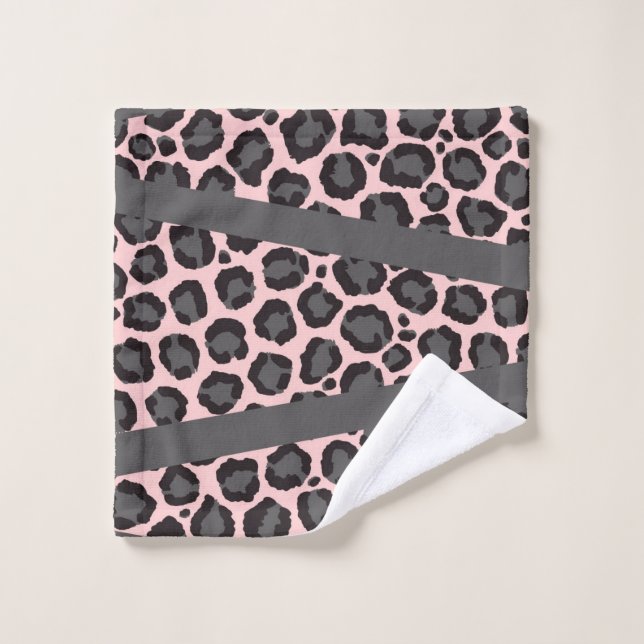 Girly Chic Pink Black Grey Leopard Cheetah Print Wash Cloth (Wash Cloth)