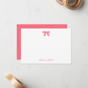 Girly Chic Pink Bow Custom Stationery Note Card