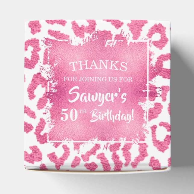 Girly Chic Pink White Leopard Favour Box (Top)