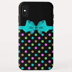 Girly Chic Polka Dots Monogram iPhone XS Max Case