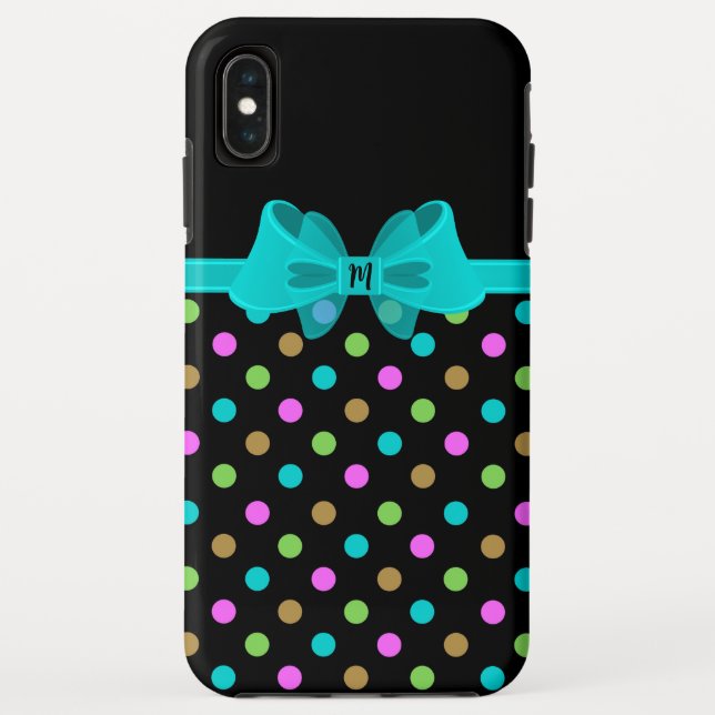 Girly Chic Polka Dots Monogram Case-Mate iPhone Case (Back)