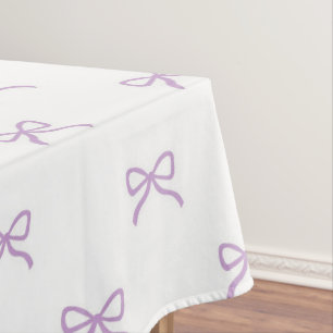 Girly Chic Purple Bow Pattern Spring & Summer  Tablecloth