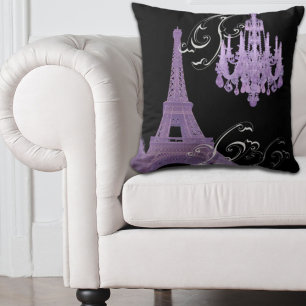 girly chic retro fashion paris eiffel tower cushion
