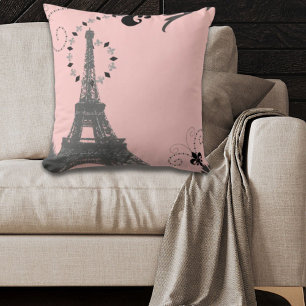 girly chic retro fashion paris eiffel tower cushion