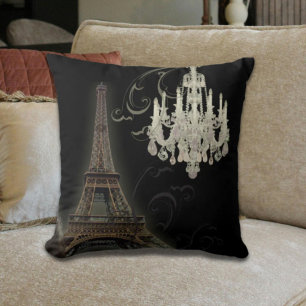 girly chic retro fashion paris eiffel tower cushion