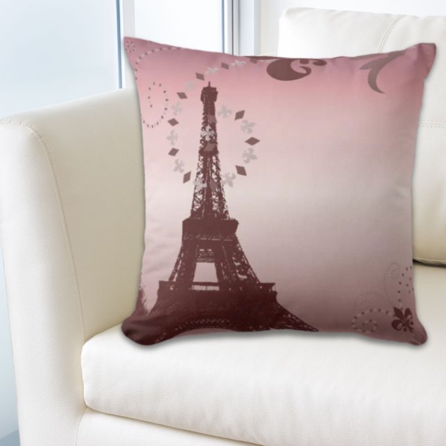 girly chic retro fashion paris eiffel tower cushion (girly chic retro fashion paris eiffel tower throw pillow)
