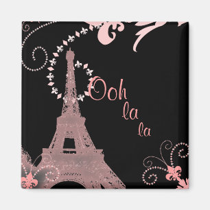 girly chic retro fashion paris eiffel tower magnet