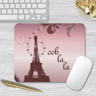 girly chic retro fashion paris eiffel tower mouse mat