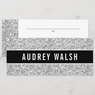 Girly Chic Silver Sequin Black Gift Certificate Invitation