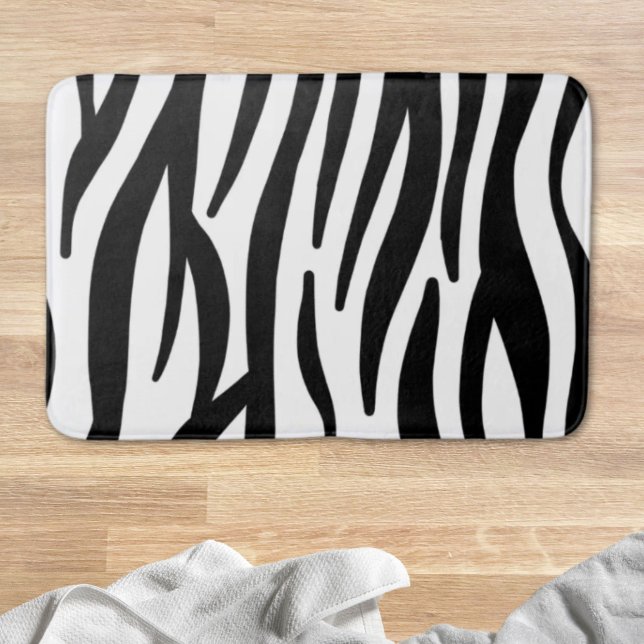 girly chic stylish black white zebra print bath mat (girly chic stylish black white zebra print bath mat)