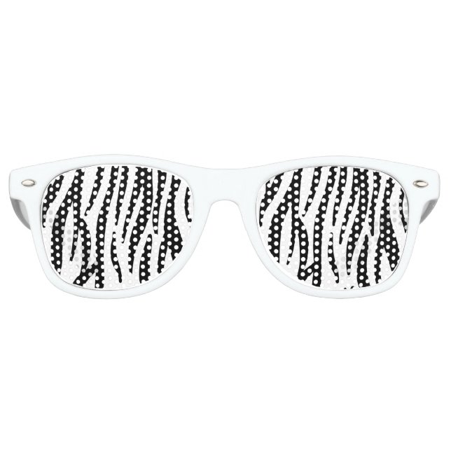 girly chic stylish black white zebra print retro sunglasses (Front)