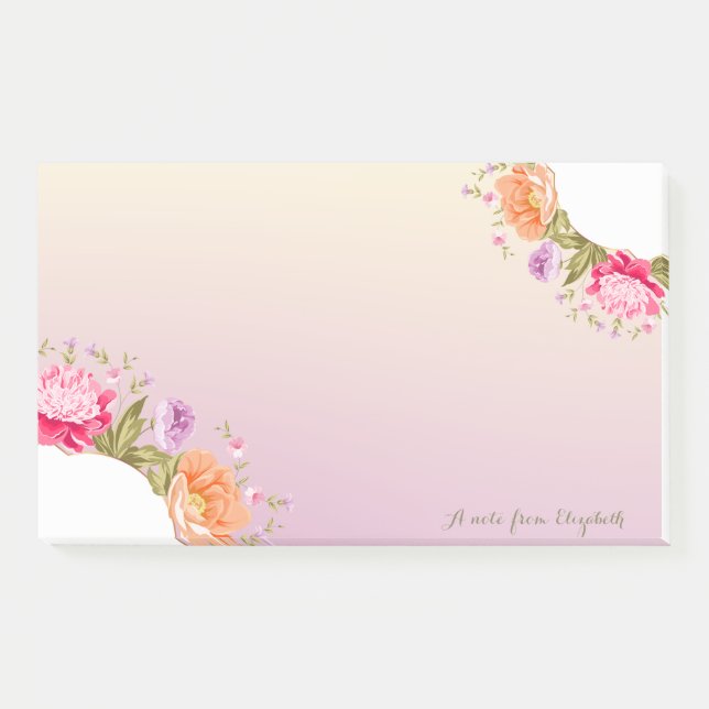 Girly Chic Stylish Floral -Personalised Post-it Notes (Front)