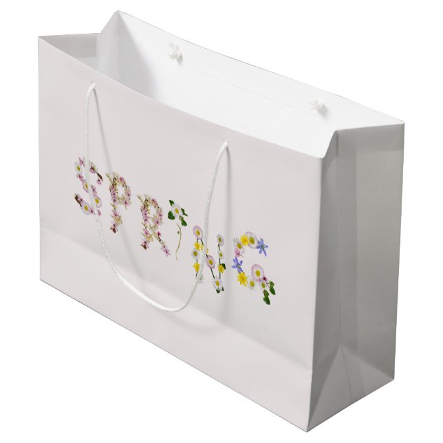 Girly Chic Trendy Flower SPRING Typography Large Gift Bag (Front Angled)