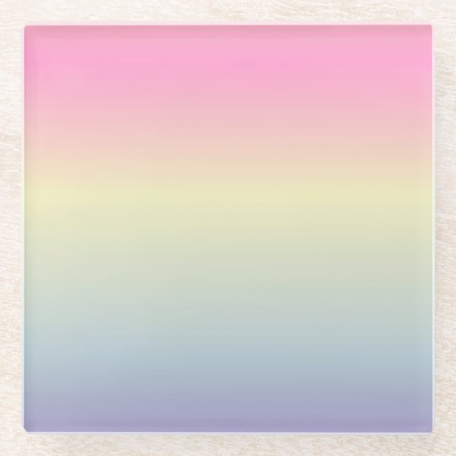 girly chic unicorn pink purple  pastel rainbow glass coaster (Front)