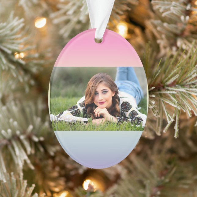 girly chic unicorn pink purple  pastel rainbow ornament (Tree)