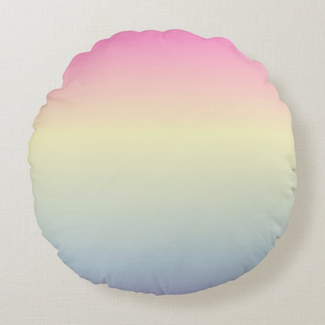 girly chic unicorn pink purple  pastel rainbow round cushion (Front)