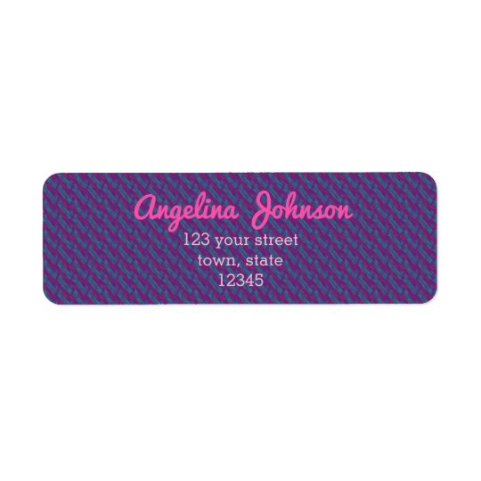 Girly Chic Vivid Pink Blue Pattern Simple Return Address Label
