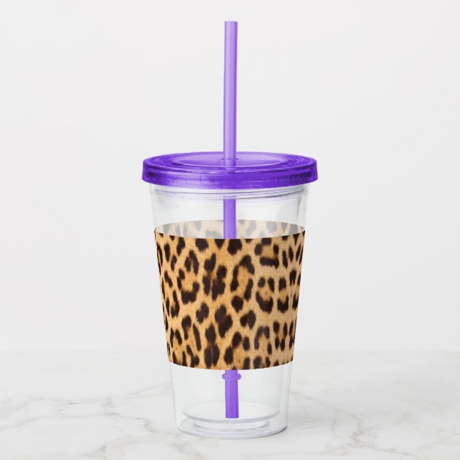 girly chic wild leopard print acrylic tumbler (Front)