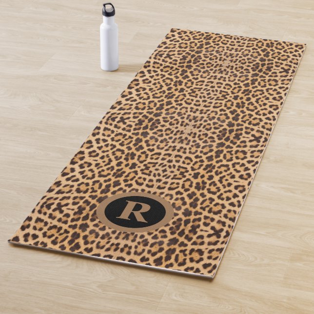 girly chic wild leopard print monogrammed yoga mat (In Situ)