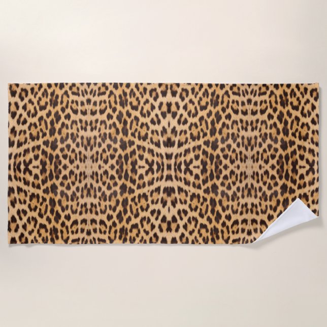 girly chic wild safari fashion leopard print beach towel (Front)