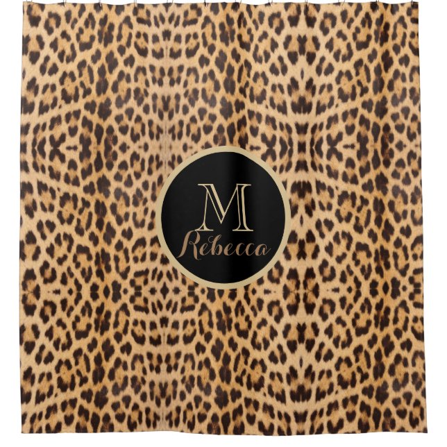 girly chic wild safari fashion leopard print shower curtain (Front)
