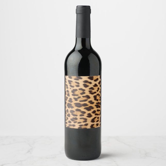girly chic wild safari fashion leopard print wine label (Front)