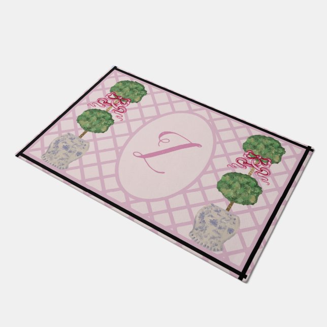 Girly Chinoiserie Ginger Jar Jars Topiary  Doormat (Angled)