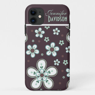 Girly Chocolate Mint Floral Monogram iPhone5 iPhone 11 Case
