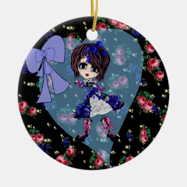 Girly Christmas Ceramic Tree Decoration (Front)