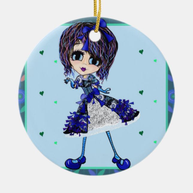 Girly Christmas Ceramic Tree Decoration (Front)