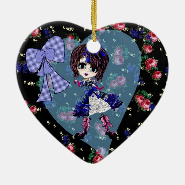 Girly Christmas Ceramic Tree Decoration (Front)