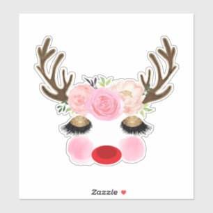 Girly Christmas Holiday Reindeer Floral Antlers