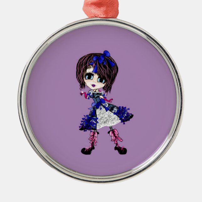 Girly Christmas Metal Tree Decoration (Front)