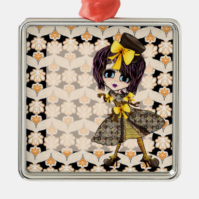 Girly Christmas Metal Tree Decoration (Front)