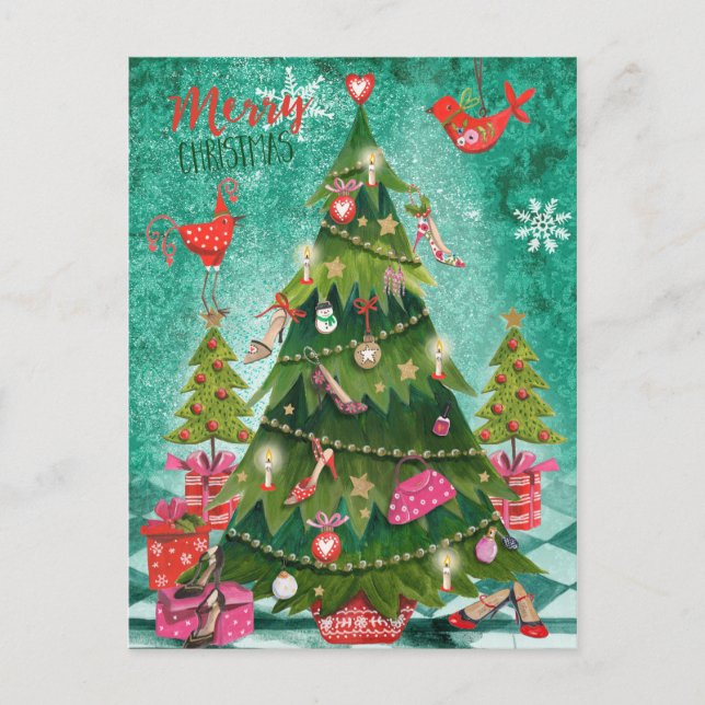 Girly Christmas Tree | Holiday Photo Card (Front)