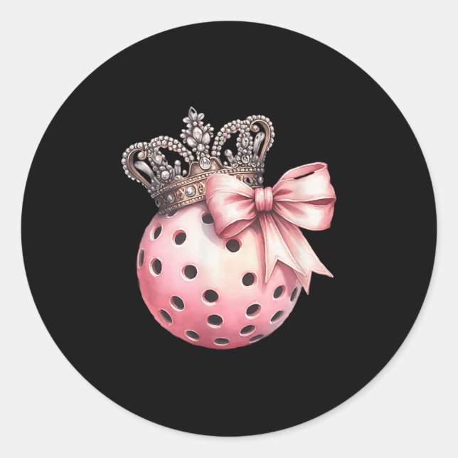 Girly Ckleball Princess Queen Crown For Women  Classic Round Sticker (Front)