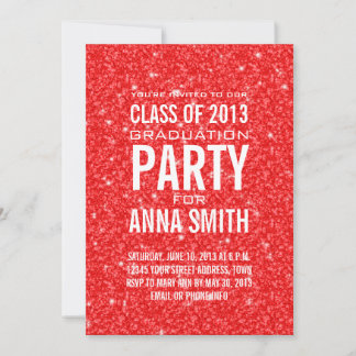GIRLY CLASS OF 2013 PARTY INVITATION | RED GLITTER