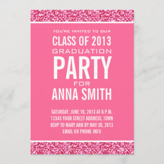 GIRLY CLASS OF 2013 PARTY | PINK GLITTER INVITATION