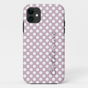 Girly, classic pastel light pink polka dots iPhone 11 case