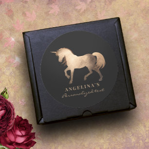  Girly Classy Luxury Rose Gold Foil Custom Unicorn Classic Round Sticker