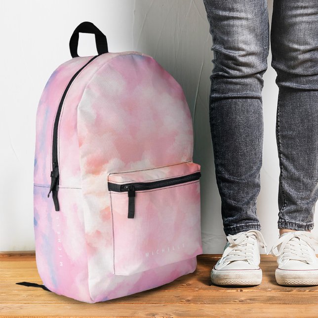 Girly Cloudy Pink Pastel Watercolor Printed Backpack (Girly Cloudy Pink Pastel Watercolor Printed Backpack
)